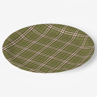 Plato De Papel Placa verde de papel de tartán