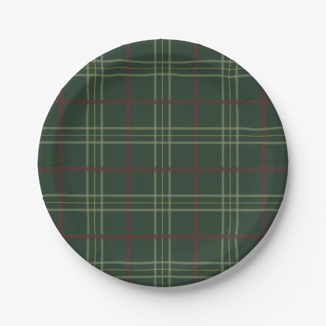 Plato De Papel Placa verde oscuro tradicional (Anverso)