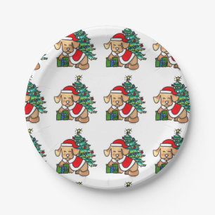 Plato De Papel Placas adorables del perro del navidad