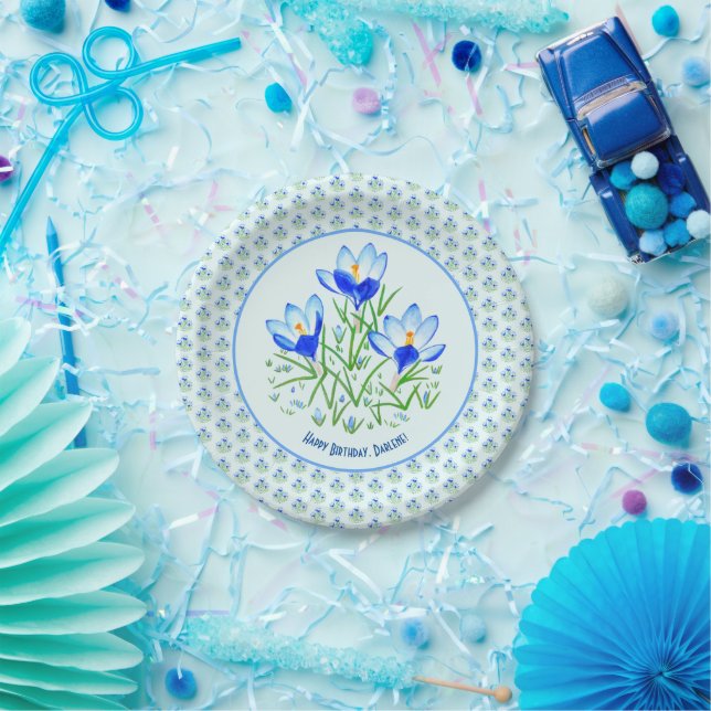 Plato De Papel Placas azules de cumpleaños azul Crocus Light (Fiesta)