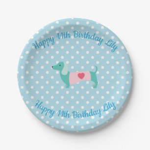 Plato De Papel Placas azules del fiesta del Dachshund