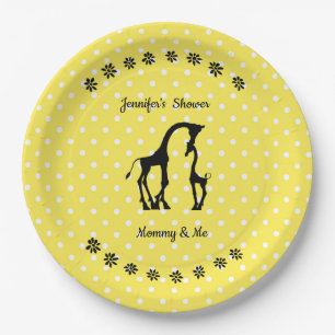 Plato De Papel Placas Baby Shower amarillas de la jirafa de dot d