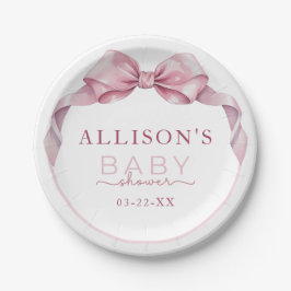 Plato De Papel Placas Baby Shower Coquette Bow - Elegante costill