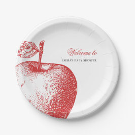 Plato De Papel Placas Baby Shower de Apple rojas