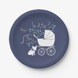 Plato De Papel Placas Baby Shower de Bulldog francés