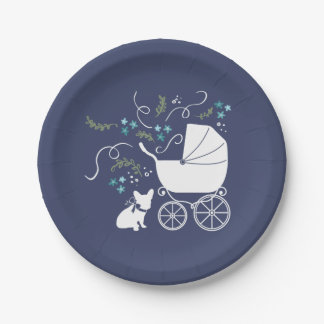 Plato De Papel Placas Baby Shower de Bulldog francés