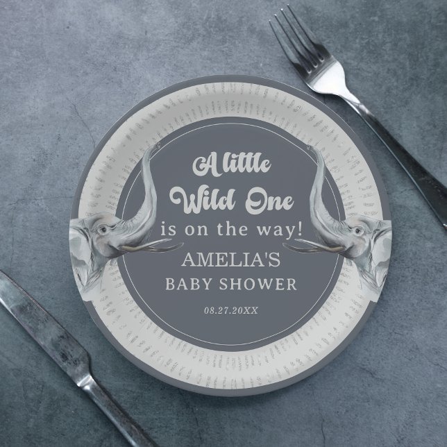 Plato De Papel Placas Baby Shower de Elephant Safari Jungle (Subido por el creador)