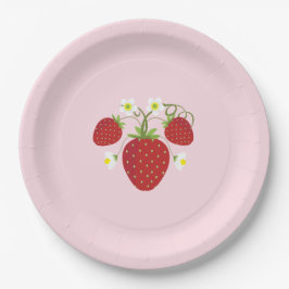 Plato De Papel Placas Baby Shower de fresa| Rosa