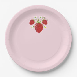 Plato De Papel Placas Baby Shower de fresa| Rosa