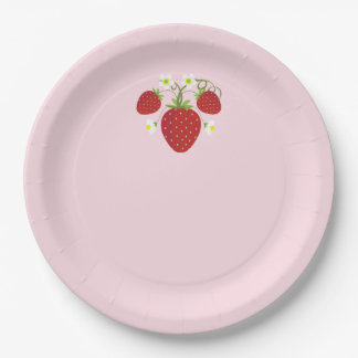 Plato De Papel Placas Baby Shower de fresa| Rosa