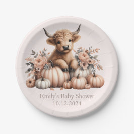Plato De Papel Placas Baby Shower de las vacas Highland de otoño 