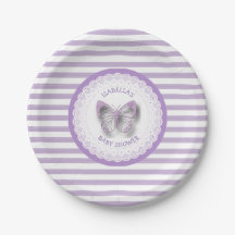 Placas Baby Shower de mariposa púrpura personaliza