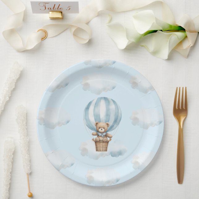 Plato De Papel Placas Baby Shower de Teddy Bear Boy (Boda)