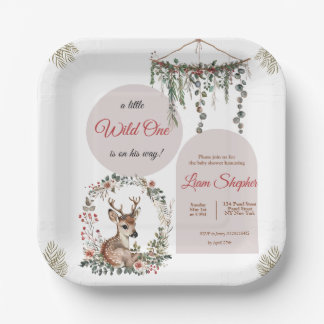 Plato De Papel Placas Baby Shower editables de madera de cute