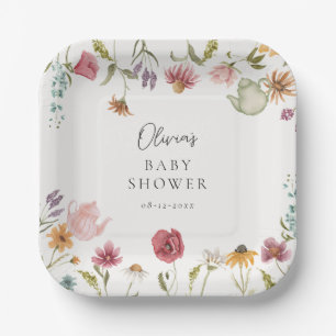 Plato De Papel Placas Baby Shower Floral para té
