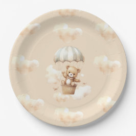 Plato De Papel Placas Baby Shower neutrales de Oso de Oso de Tedd