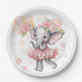 Plato De Papel Placas Baby Shower para el elefante bebé