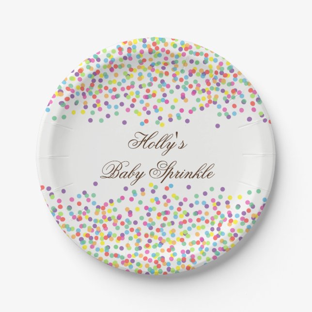 Plato De Papel Placas Baby Shower rociadas, placas Fiesta de Conf (Anverso)