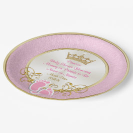 Plato De Papel Placas Baby Shower rosas y doradas personalizadas
