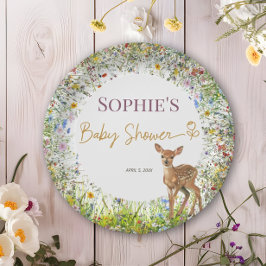 Plato De Papel Placas Baby Shower Rustic Wildflower Deer Pastel