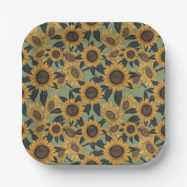 Plato De Papel Placas Baby Shower Sunflower Bloom