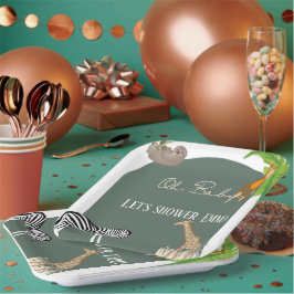Plato De Papel Placas Baby Shower temáticas de Safari