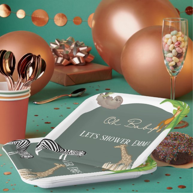 Plato De Papel Placas Baby Shower temáticas de Safari (Multi)