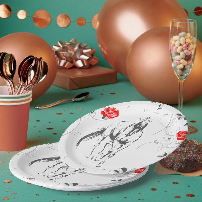 Plato De Papel Placas barrocas de papel para caballos (Multi)
