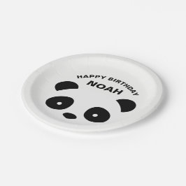 Plato De Papel Placas, blanco y negro del cumpleaños de la panda
