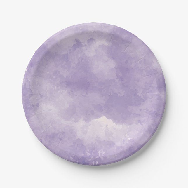 Plato De Papel Placas Boda de acuarela de lavanda (Anverso)
