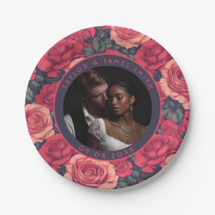 Plato De Papel Placas Bodas Rosas Únicas Para La Fiesta De La Lic