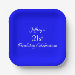 Plato De Papel Placas brillantes de papel azul, Fiesta de cumplea