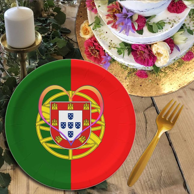 Plato De Papel Placas cardíacas de Portugal, bandera portuguesa / (Subido por el creador)