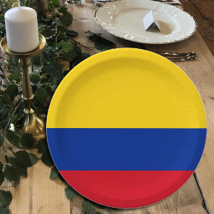 Plato De Papel Placas colombianas de bandera, fiesta, deportes, C