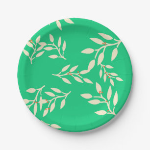 Plato De Papel Placas con bayas y hojas en verde