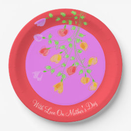 Plato De Papel Placas con flores de papel de Día de la Madre de b