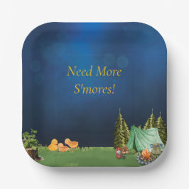 Plato De Papel Placas cuadradas de Campsite