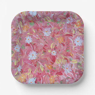 Plato De Papel Placas cuadradas de papel de 7" de color rojo morb