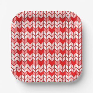 Plato De Papel Placas cuadradas de papel de 7" de RED GINGHAM KNI