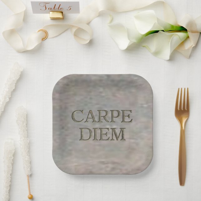 Plato De Papel Placas cuadradas de papel de Carpe Diem (Boda)