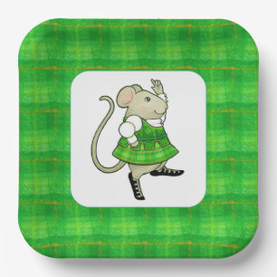 Plato De Papel Placas cuadradas de papel IRISH JIG MOUSE 9"