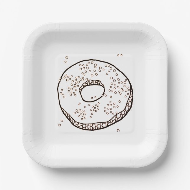 Plato De Papel Placas cuadradas de papel KNIT DONUT 7" (Anverso)
