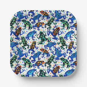 Plato De Papel Placas cuadradas de ranas de selva tropical