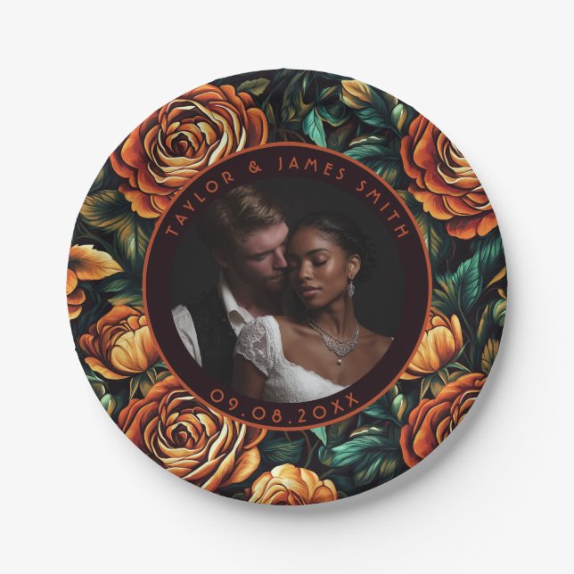 Plato De Papel Placas Cute Rosa Bridal Ducha Boda Para Pareja (Anverso)