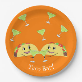 Plato De Papel Placas Cute Taco Bar de papel