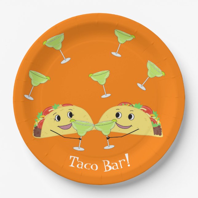 Plato De Papel Placas Cute Taco Bar de papel (Anverso)