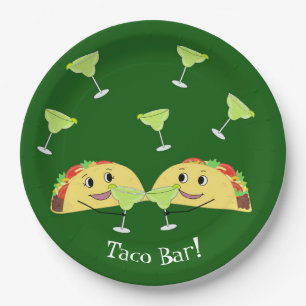 Plato De Papel Placas Cute Taco Bar de papel