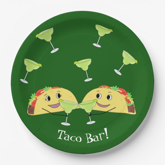 Plato De Papel Placas Cute Taco Bar de papel (Anverso)