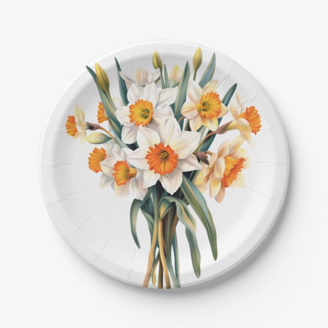 Plato De Papel Placas Daffodil Bouquet (Anverso)