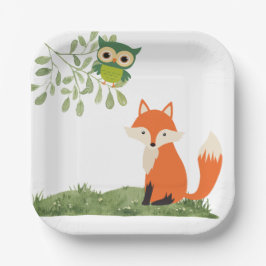 Plato De Papel Placas de animales de Woodland